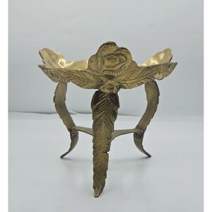 Vintage Brass Rose Leaf Ball Bowl Planter Holder Display Decoration Approx 6" H